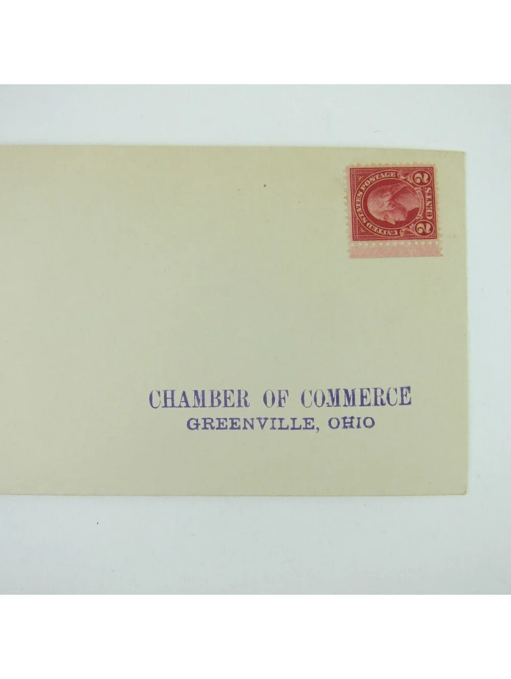 US Postal Stationery Chamber of Commerce Greenville Ohio 2c Washington Antique